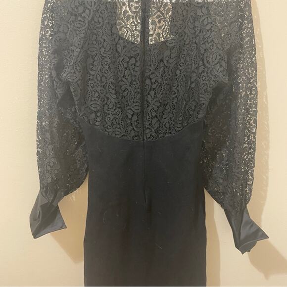 Andrea Jovine Black Lace Wool Collared Mini Dress Size Small - Picture 9 of 11